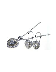 Nickel Free Sterling Silver Pendant & Earring Sets 4 Toned Small Heart Set