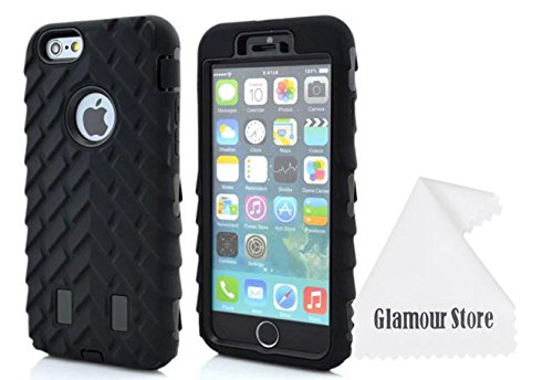 iPhone 6 Case,Soft Rubber Hard Hybrid Tire Stripe Combo High Impact Heavy Silicone Case Cover For Apple iPhone 6 4.7 inch With a Free Cleaning Cloth As a Gift (Gray Smoke)