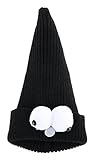 (コ-ランド) Co-land ベビー帽子 とんがりニット帽 キッズハット 子供用キャップ 目飾り 女の子 男の子 男女児 赤ちゃん お出かけ 秋冬防寒 可愛い ブラック