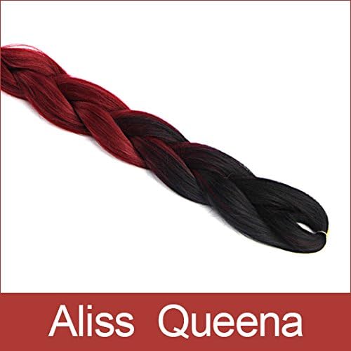 Alisss Queena(TM)5Pcs/Lot Folded length 24" Black&amp;Wine Red 100grams Ombre Two Tone Colored Kanekalon Jumbo Braiding Hair