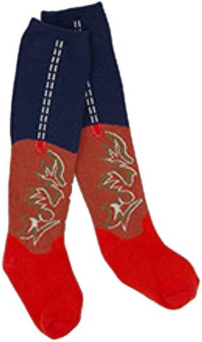 Cowboy Boot Leg Red Toe and Navy Boot Socks (6-18 MONTHS)