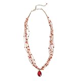 Glass Beads, Dabka Zari Thread, Red Multistrand Pendant 'Drop of Sunshine Multistrand Penda...