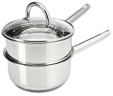 Gourmet Standard 3 piece, 2 Quart Stainless Steel Double Boiler Set with Glass Lid - DB11004G