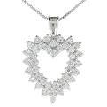 Sterling Silver Double Cubic Zirconia Heart Pendant On 18" Chain