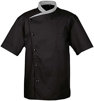Uniformus Long/Short Sleeves Cook Chef Waiter Waitress Coat Uniform Jacket (L, Black Short Sleeves)