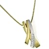 Goldmaid Damen-Collier Bicolor 585 Gold 2 Diamanten 0,01ct 3 Linien Pa C2969BI
