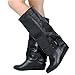 Tammy41 Extended Cuff Low Wedge Boots BLACK