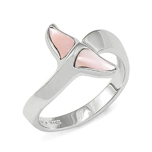 Wyland Dolphin Tail Ring with Mother of Pearl in Sterling Silver