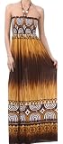 Geometric Arches Two Tone Graphic Print Beaded Halter Smocked Bodice Long / Maxi Dress
