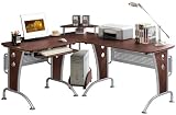 VIP Suite Ergonomic Corner L-Shaped Computer Desk Workstation - Mahogany