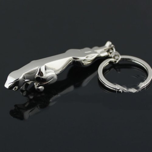 New 3d Jaguar Keychain Men Car Part Collect Metal Key Ring Keyfob Silver Tone