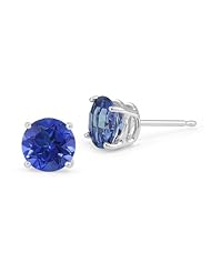 4mm Sapphire Stud Earrings, 14K White Gold Screw Back Posts