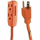 GE 50361 Extension Cord, 3-Outlet Indoor Grounded, 9-Foot Orange, 16 Gauge