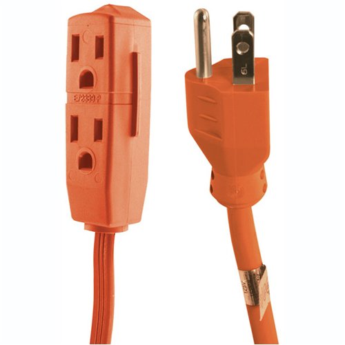GE 50361 Extension Cord, 3-Outlet Indoor Grounded, 9-Foot Orange, 16 Gauge