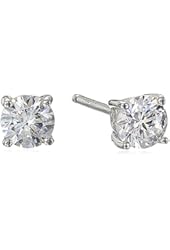 Platinum or Gold Plated Sterling Silver Swarovski Zirconia (1cttw) Round Stud Earrings