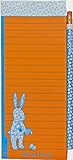 Whoops Bunny Magnetic Note Pad in Bright Orange & Cyan Blue with Matching Pencil
