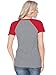 Kavio! Women Sheer Jersey Contrast V Neck Raglan Short Sleeve