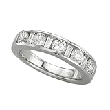 14K White Gold 1 1/4 ct. Round and Baguette Cut Diamond Wedding Band