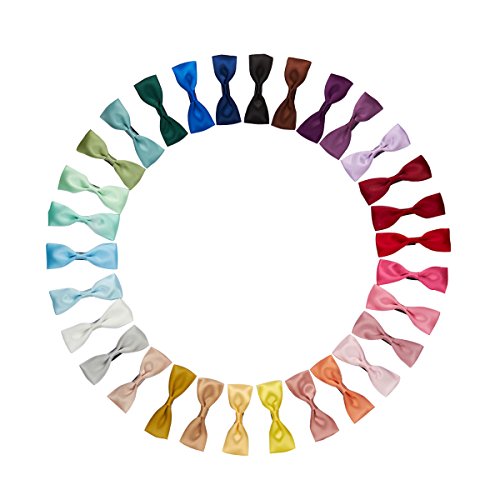 BonnyGirl 30pc Baby Girls Toddlers Hair Bow Clips Satin Ribbon Bow Tie Barrettes