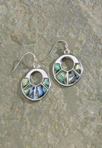 Hawaiian Earrings Paua Pewter Oval Dangling