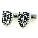 Silver Edition Scuderia Ferrari logo Coat of Arms Black Stripes Cufflinks Cuff Links