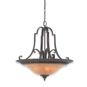 Royce Lighting RC2250 4UP-24 Manchester Hall Chandelier Palladio Bronze with Amber Etched...