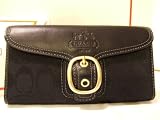 COACH SIGNATURE BLACK BLEEKER CHECKBOOK WALLET NEW