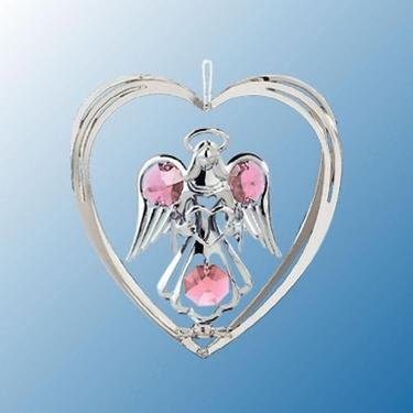 24k Gold Angel in Heart Ornament – Pink Swarovski Crystal 24k Gold Angel in Heart Ornament – Pink Swarovski Crystal