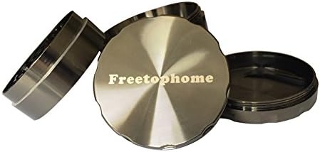 Freetophome 2.2 Inch 4 Piece Tobacco Spice Herb Grinder, Zinc Alloy - Gun Metal