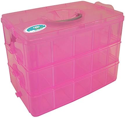 EnviUs SnapCube - Snap &amp; Stackable Storage Case for Rainbow Loom + Arts &amp; Crafts - Pink