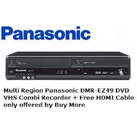 Multi Region Panasonic DMR-EZ49VEBK DVD VHS Combi Recorder + Free gold plated HDMI Cable only offered by Buy More