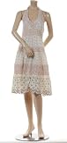 BCBG OFF-WHITE POLKA-DOT EYELET HALTER DRESS NEW 0