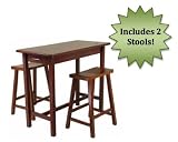 3Pc Kitchen Island Set; Table With 2 Drawers And Saddle Stools; 2 Ctns By Winsome Wood