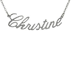 Sterling Silver CHRISTINE Name Pendant 16 in. Cable Chain Necklace (w/ 1 1/2 in. Extension) Diamond Cut Finish