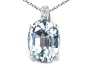3.01 cttw 14k Gold Simulated Oval Aquamarine and Genuine Diamond Pendant in 14k White Gold