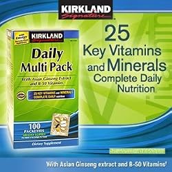 Kirkland Daily Multivitamin Pack With Energy Boosting Nutrients, 100 Packets.