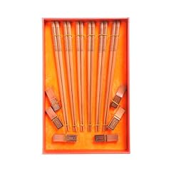 Abacus "Mosaic Pattern": Edles asiatisches Essst�bchen-Set aus hochwertigem Holz in Geschenkschachtel (6 St�bchen und Halter) - CS-02 DE