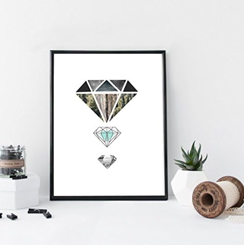 Crystal gem, geometric pattern, modern wall art, print, poster - unframed