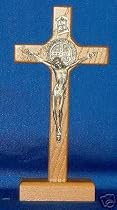 8" Desktop Crucifix with Medal of St. Benedict