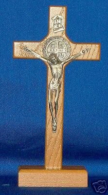 8" Desktop Crucifix with Medal of St. Benedict