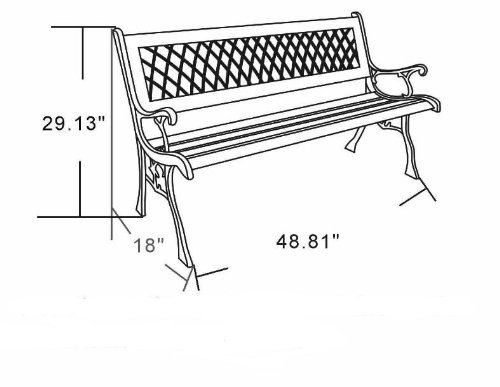 DC America SLP408-BRMP Mesh Resin Park Bench, Cast Iron Legs, Rust Free Resin Back, and Hardwood Slats, Rust Resistant Bronze Finish