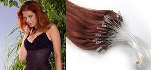 Beauty Wig World 18" 45cm 200s/100g Virgin 100% Brazilian Real Loop Micro Rings hair extensions #30-medium auburn