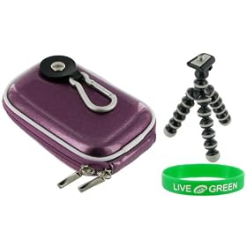 Hard Carrying Case (Candy Lilac) and Premium Tripod for Fujifilm Finepix A400 Digital Camera