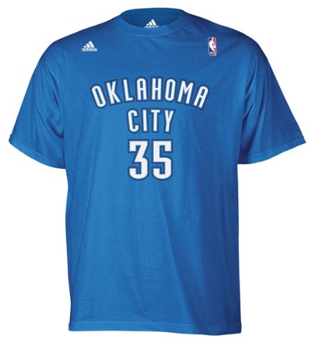 Oklahoma City Thunder Kevin Durant Adidas Blue T Shirt Jersey (Medium)
