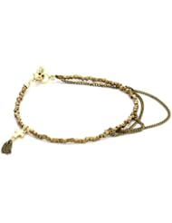 Ettika Brass Faceted Beads and Chain Anklet