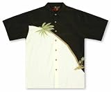 Bamboo Cay Crescent Palm - Black Tropical Hawaiian Aloha Shirt