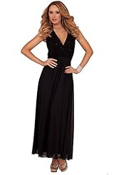 Full Length Polyester Grecian Glittering Sheer Goddess Empire   Waistline Party Dress 