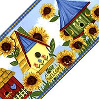 Birdhouse - Birds & Sunflowers - Wall Paper Border
