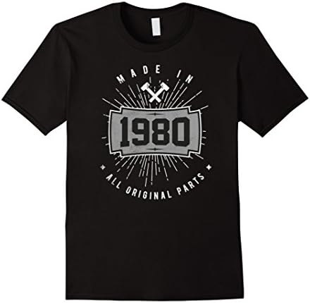 Men's Birthday Gift Made in 1980 All Original Parts T Shirt XL Black