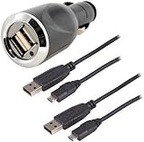Dual Port USB Car Charger Adapter with Dual Micro USB Charging Cables for S ....